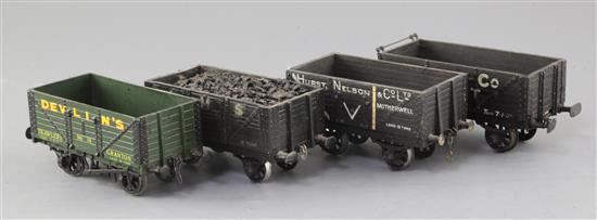 A Steel & Co no.17, in black, a Hurst & Nelson no.63396 13T, in black, a Devlins open truck, no.18 in green and